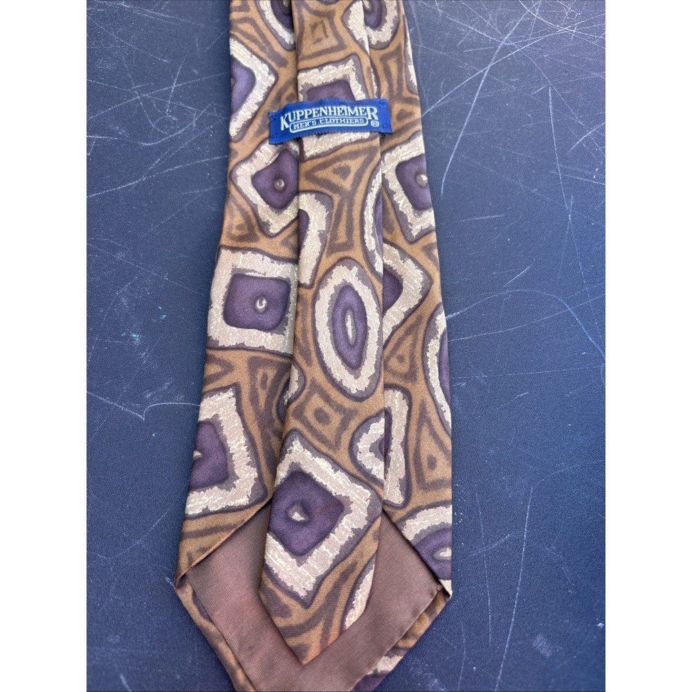 Vintage Retro Kuppenheimer Premier - Neck Tie - Brown LPs Silk - Made In Italy